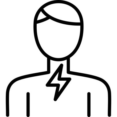 Şimşek Adam ikonu. Beyaz arkaplanda izole edilmiş web tasarımı için ana hatlı insan güç vektörü simgesi