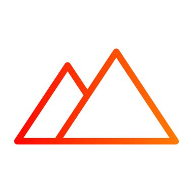 Dağların düz simgesi. Düz moda turuncu vektör rengi. Web ve uygulama için tasarlanmış vektör illüstrasyon tarzı tasarımı. uygulama 10.