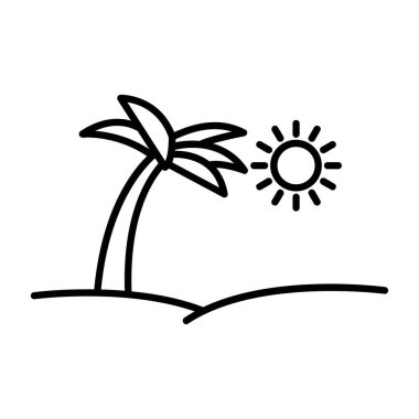 yaz ve sahil ikonu, vektör illüstrasyonu