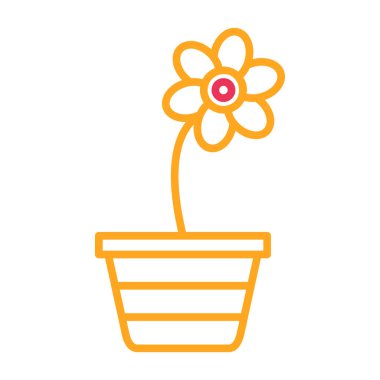 Çiçek süsleme çizgisi biçim vektör tasarımlı saksı