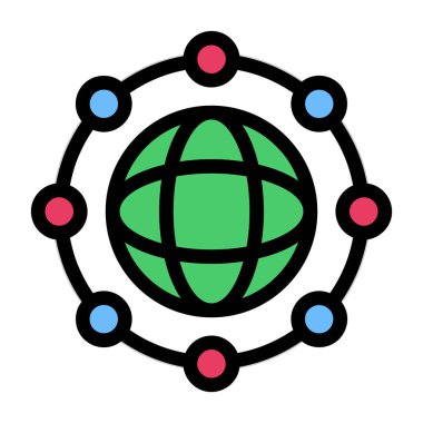 Genel ağ simgesi renk ana hatları vektörü