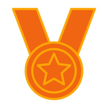 Yıldız ikonlu altın madalya, düz stil.