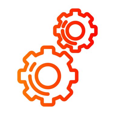 dişli vektör simgesi. biçim düz simge, turuncu renk, yuvarlak açılar, beyaz arkaplan