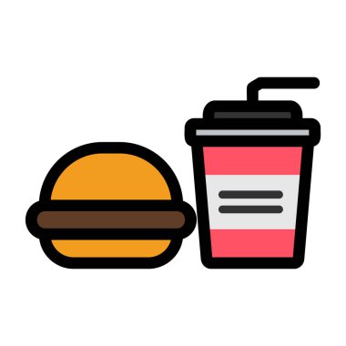 Hamburger ve fast food bağlantılı vektör simgesi tasarımı