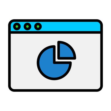 Pasta grafiği simgesi. Çizgi grafik çizelgesi vektör rengi düz izole