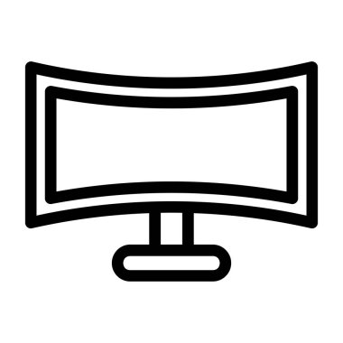 Bilgisayar monitörü simgesi. Beyaz arkaplanda izole edilmiş web tasarımı için ana bilgisayar izleme vektör simgesi