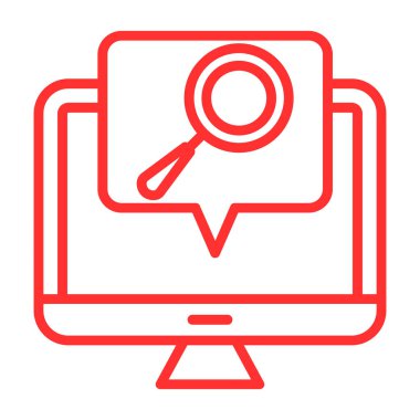 Soru işareti ile ekranı izle, büyüteç simgesi. Vektör. düz biçim tasarımı