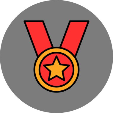 Ödül yıldızı simgesi, vektör illüstrasyonlu yıldız madalyası