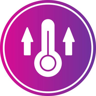 Sıcaklık vektör simgesi. Düz yuvarlak sembolü, menekşe rengi, yuvarlak açılar, beyaz arka plan tarzıdır.