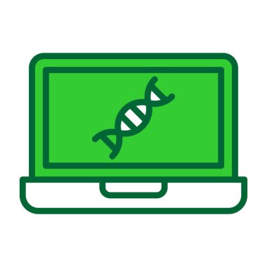 Beyaz arkaplanda DNA sembolü olan dizüstü bilgisayar