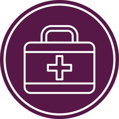 İlk yardım çantası simgesi, vektör illüstrasyonu