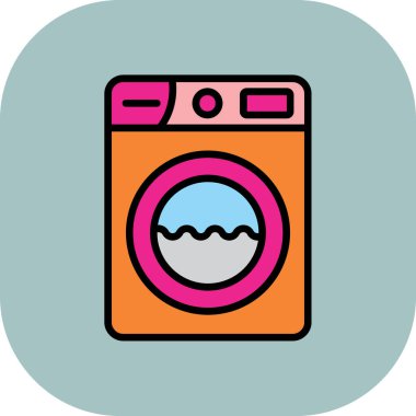 çamaşır makinesi simgesi, renkli tasarım