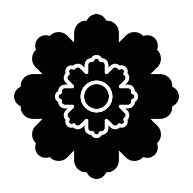 Çiçek dekoratif ikon vektör illüstrasyon tasarımının silueti