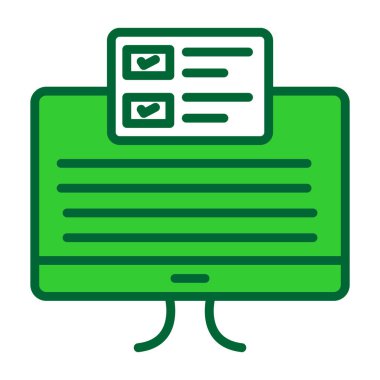 Belge vektör simgesi ile bilgisayar monitörü