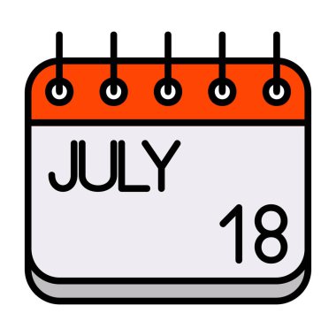 19 Temmuz 'da. günlük takvim simgesi, basit tarih ve saat simgesi. Ayın takvimi