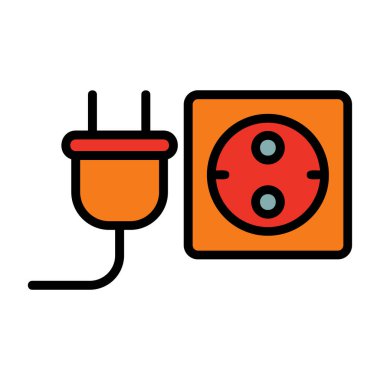 Elektrik soketi ikon vektörü. İnce çizgi işareti. izole edilmiş sınır sembolü çizimi