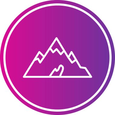 Dağ ikonu vektörü. İnce çizgi işareti. İzole edilmiş kontür sembolü gösterimi