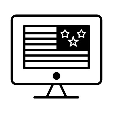 ABD bayrak simgesi ile bilgisayar monitörü, basit biçim