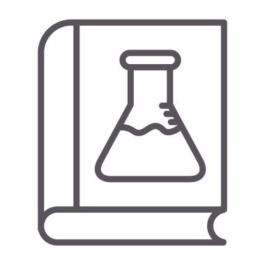 Kimya matarası çizgisi simgesi, bilim ve kimya, matara işareti, vektör grafikleri, beyaz arka planda doğrusal desen, 10 birim.