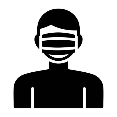 Maske simgesi olan çocuk, basit vektör çizimi