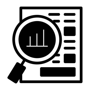 istatistik çizelgesi çizelgesi biçiminde büyüteç tasarımı, vektör illüstrasyonu