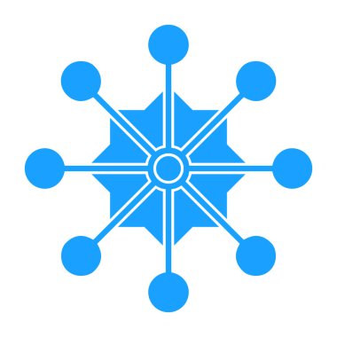 Beyaz arkaplanda mavi kar tanesi simgesi izole edildi. Vektör illüstrasyonu