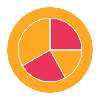 Pasta grafik vektör simgesi. Bu düz yuvarlak sembol turuncu ve pembe renkler kullanır ve beyaz arkaplanda izole edilir.