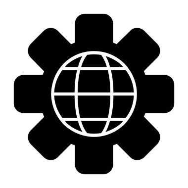 küresel glyph düz vektör simgesi