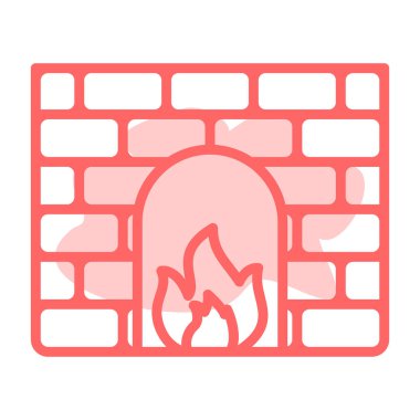 Şömine ikonu. Web için şömine vektör simgelerinin özet çizimi