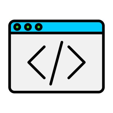 Web tarayıcı simgesi. Beyaz arkaplanda izole edilmiş web tasarımı için web sayfası vektör simgesinin basit çizimi