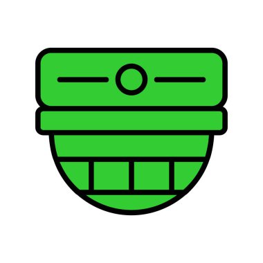 Beyaz arkaplanda izole edilmiş yeşil kalkan simgesi, kalkan işareti, çizgi sanatı