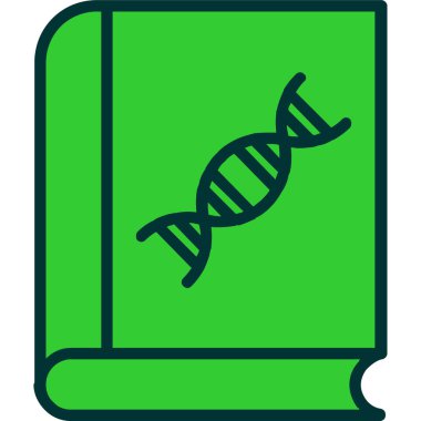 Üzerinde DNA simgesi olan yeşil bir kitabın vektör çizimi