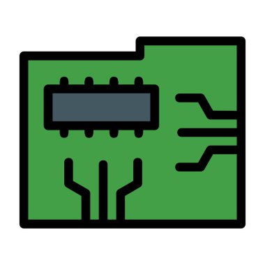 Mikroçip simgesi renk ana hatlı Cpu