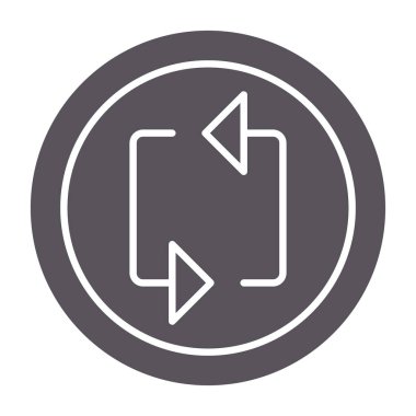 Yön ok vektör simgesi. bu yuvarlak düz sembol beyaz arkaplan üzerinde gri renk ile çizilir.