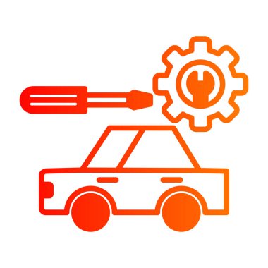 Araba tamircisi ikonu. Bir araba ile servis kavramının vektör illüstrasyonu.