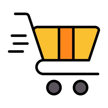 Taşıyıcı ikon vektörü. taslak alışveriş arabası çizimi.