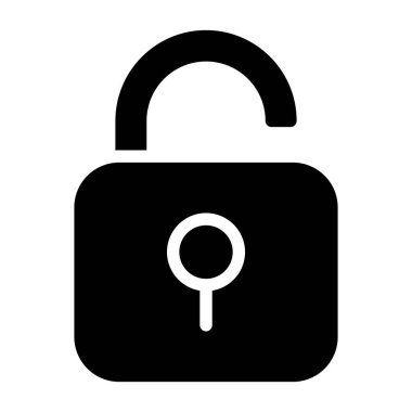 Kilitli asma kilit ikon vektörü. Düz siyah sembol. Beyaz resimde izole edilmiş.