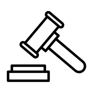 Açık arttırma Veri simgesi ana hatları vektörü. Yargıç Tokmak