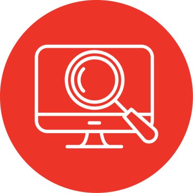 Büyüteç simgesine sahip bilgisayar monitörü