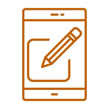 Kalem ikonlu akıllı telefon. vektör illüstrasyonu