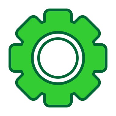 Dişli vektör simgesi. Tarzıdır düz sembolü, eko yeşil renkli, yuvarlak açılar, beyaz arka plan