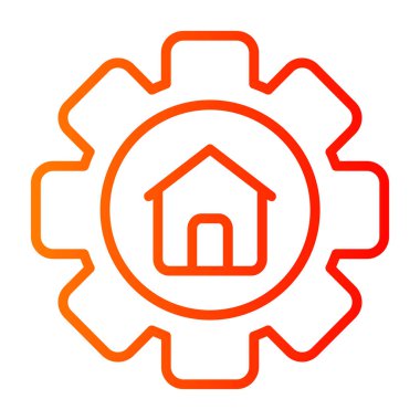 house gear simgesi, basit vektör illüstrasyonu beyaz arkaplanda izole edildi