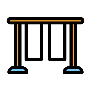 Oyun alanı salıncak ikonu vektörü. Taslak salıncak işareti. renk kontur sembolü resimlemesi