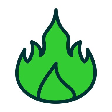 yeşil alev vektör simgesi, doldurulmuş çizgi vektörü, düzenlenebilir çizgi renkli simgesi