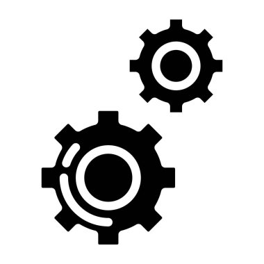 dişli vektör simgesi. Beyaz arkaplanda düz stil çizim sembolü. beyaz arkaplanda izole edilmiş.