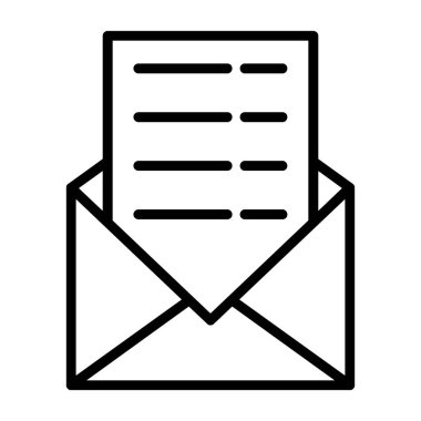 e-posta vektörü ince satır simgesi