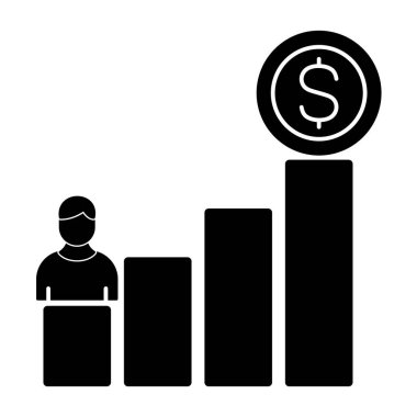 İş büyütme ikonu. Düz vektör simgesi beyaz arkaplanda izole edildi.
