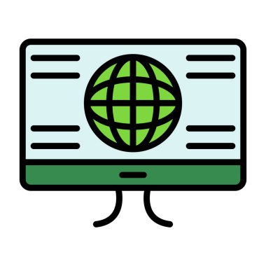 Genel ağ simgesi renk ana hatları vektörü