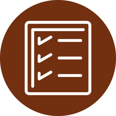 Kontrol listesi vektör simgesi. biçim düz simge sembolü, kahverengi renk, beyaz arkaplan.