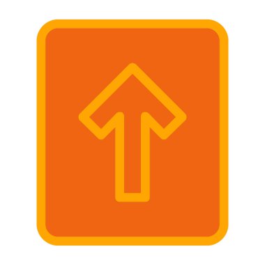 Düz simge yukarı ok. turuncu kare yuvarlak düğme. Moda düz simge sembolü